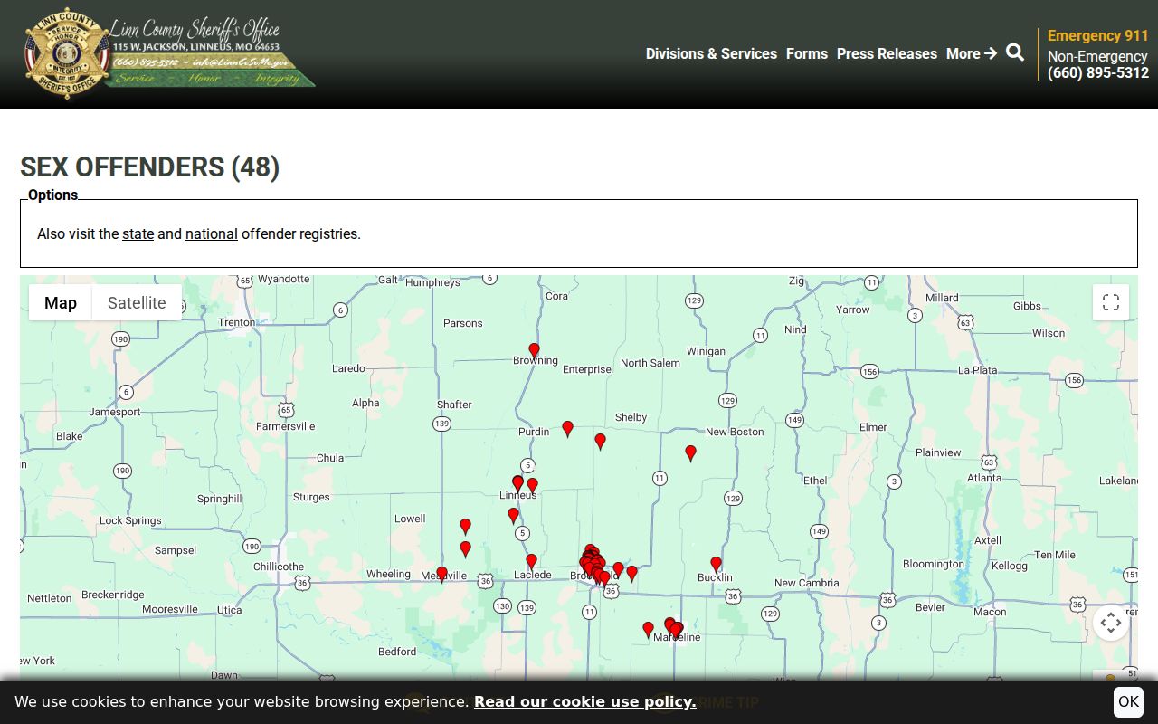 Linn County sex offender search on the sheriff offenders page