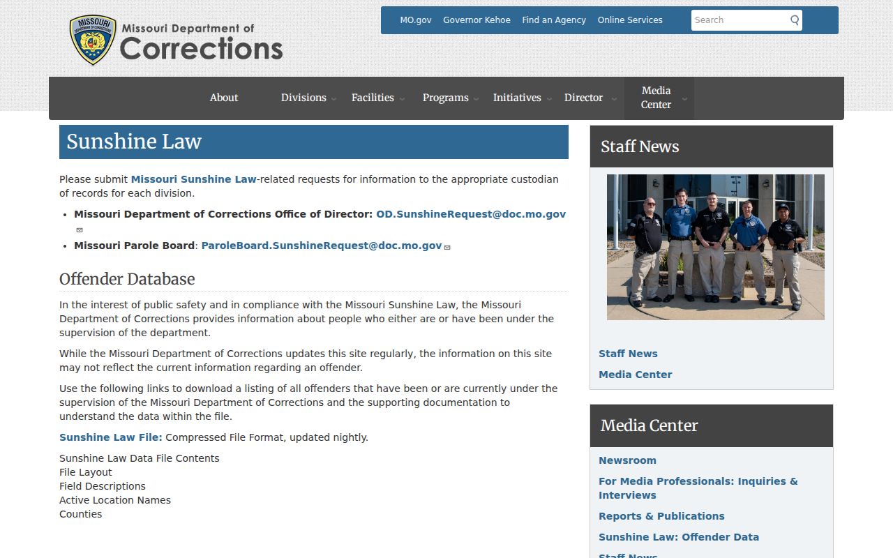 Linn County criminal history Missouri corrections Sunshine Law data